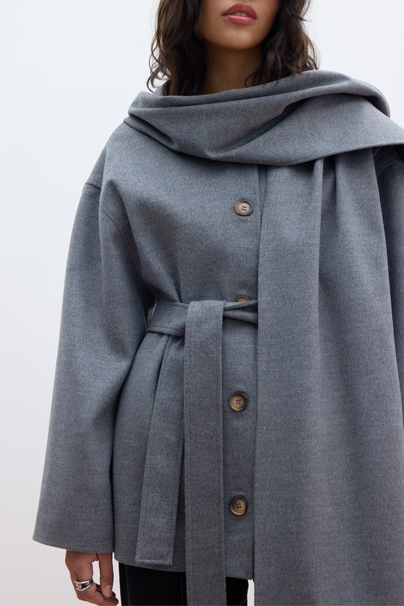 Manuka Shawl Collar Cashmere Coat Gray  - Image 4