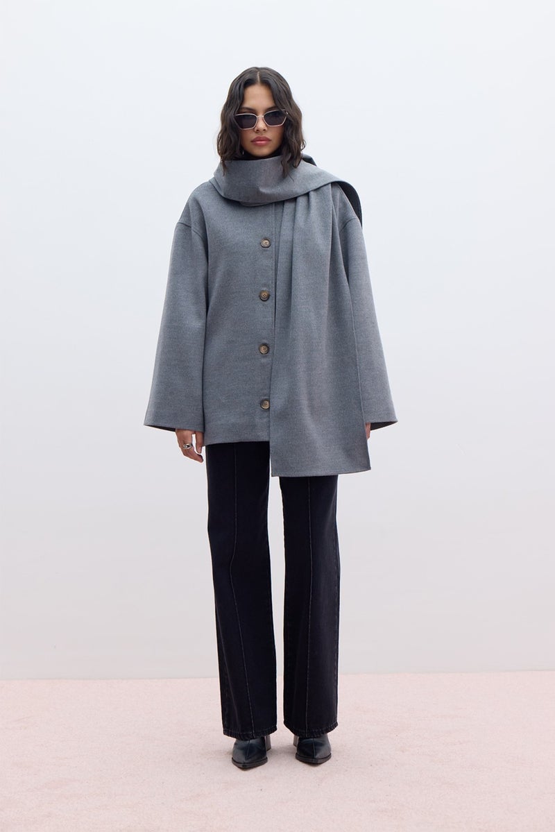 Manuka Shawl Collar Cashmere Coat Gray  - Image 3