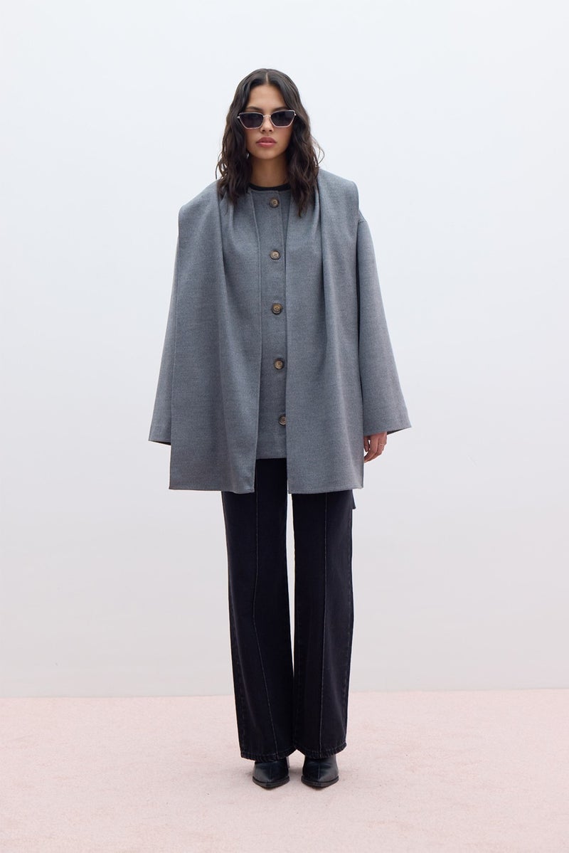 Manuka Shawl Collar Cashmere Coat Gray  - Image 5