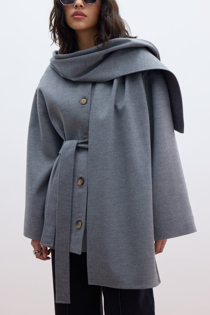 Manuka Shawl Collar Cashmere Coat Gray  - Image 2
