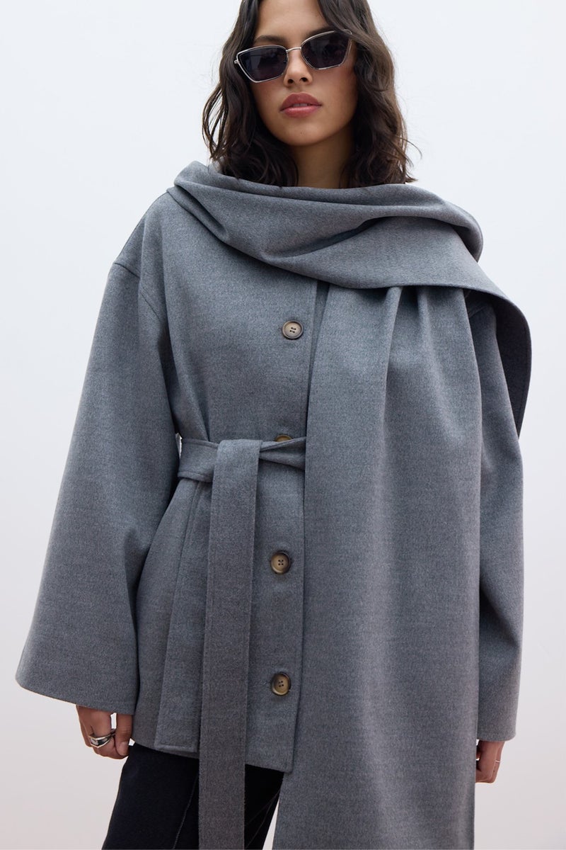 Manuka Shawl Collar Cashmere Coat Gray  - Image 1
