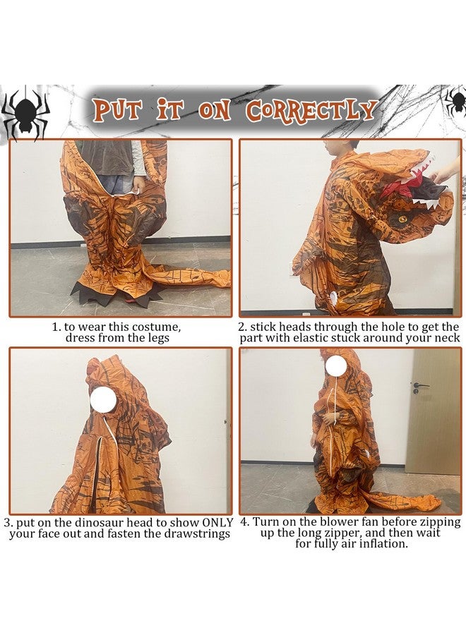 Lulu Home Lulu Home 6.5FT H Inflatable Dinosaur T-Rex Costume for Kids, Halloween Blow Up Fancy Dress Costume for Boys Girls Dinosaur Themed Party Trick or Treat Activity, Black & White - Medium  - Image 4
