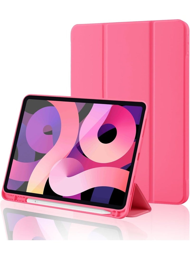بلو بيك iPad (A16) الجيل الحادي عشر، iPad 10.9 بوصة مع حامل قلم رصاص، غطاء خلفي ناعم من مادة TPU رفيع واقٍ ذكي قابل للطي، مع خاصية الإيقاظ/السكون التلقائي، لون وردي فاقع - Image 1