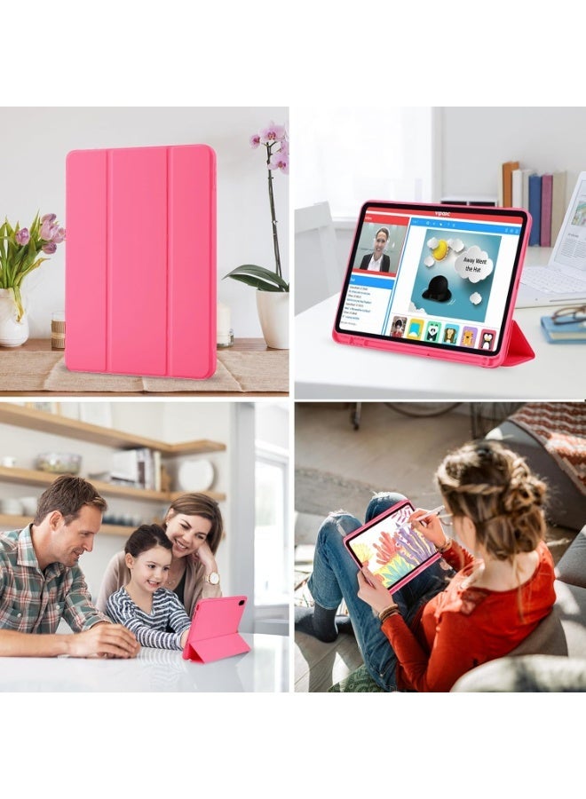 بلو بيك iPad (A16) الجيل الحادي عشر، iPad 10.9 بوصة مع حامل قلم رصاص، غطاء خلفي ناعم من مادة TPU رفيع واقٍ ذكي قابل للطي، مع خاصية الإيقاظ/السكون التلقائي، لون وردي فاقع - Image 2