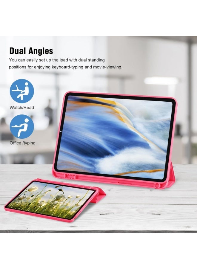 بلو بيك iPad (A16) الجيل الحادي عشر، iPad 10.9 بوصة مع حامل قلم رصاص، غطاء خلفي ناعم من مادة TPU رفيع واقٍ ذكي قابل للطي، مع خاصية الإيقاظ/السكون التلقائي، لون وردي فاقع - Image 4