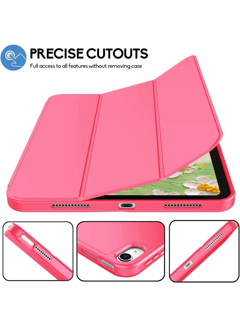 بلو بيك iPad (A16) الجيل الحادي عشر، iPad 10.9 بوصة مع حامل قلم رصاص، غطاء خلفي ناعم من مادة TPU رفيع واقٍ ذكي قابل للطي، مع خاصية الإيقاظ/السكون التلقائي، لون وردي فاقع - Image 3
