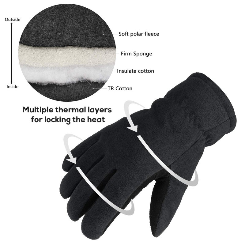 OZERO Winter Gloves for Men & Women | -30℉ Warm Thermal Running Cycling and Work Gloves for Men Cold Weather | Deerskin and Polar Fleece Insulated Winter Gloves Men - Image 2