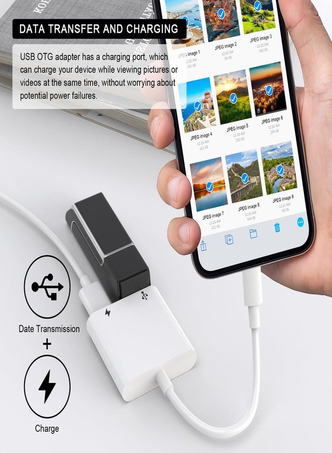DESOFICON Lightning to USB Camera Adapter for iPhone,[Apple MFi Certified] USB 3.0 OTG Female Adapter with Lightning Charging Port for iPhone/iPad, Card Readers,USB Flash Drives,Keyboards,Plug & Play - Image 2