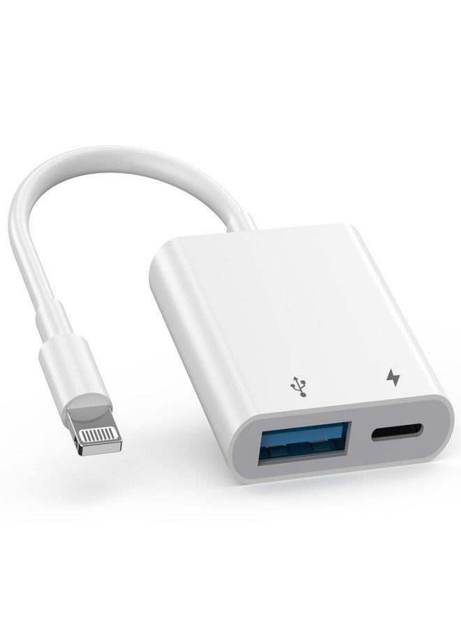 DESOFICON Lightning to USB Camera Adapter for iPhone,[Apple MFi Certified] USB 3.0 OTG Female Adapter with Lightning Charging Port for iPhone/iPad, Card Readers,USB Flash Drives,Keyboards,Plug & Play - Image 1