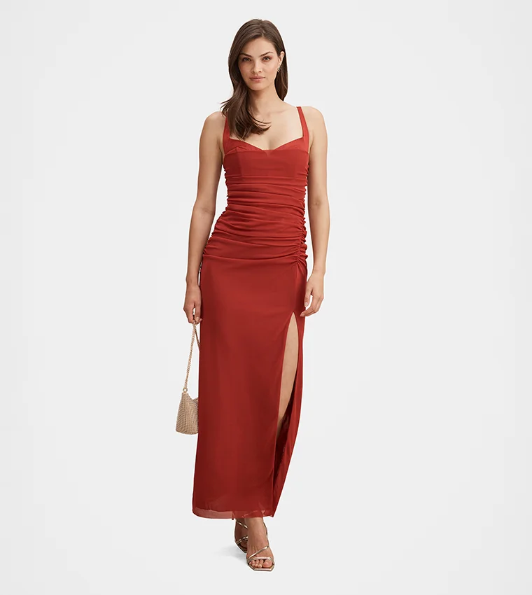 فورايفر نيو Evie Ruched Mesh Bodycon