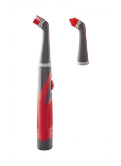 Rubbermaid Reveal Power Scrubber and Grout Head for Household Cleaning, Gray/Red, Multi-Purpose Scrub Brush Cleaner for Grout/Tile/Bathroom/Shower/Bathtub, Water Resistant, Lightweight (2057486)