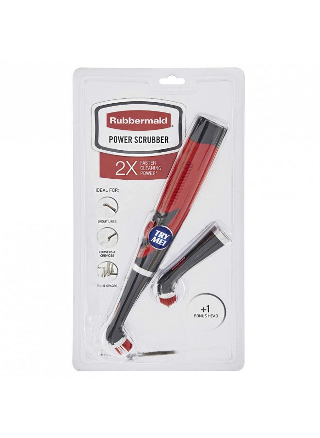 Rubbermaid - Rubbermaid Reveal Power Scrubber and Grout Head for Household Cleaning, Gray/Red, Multi-Purpose Scrub Brush Cleaner for Grout/Tile/Bathroom/Shower/Bathtub, Water Resistant, Lightweight (2057486) - Image 1