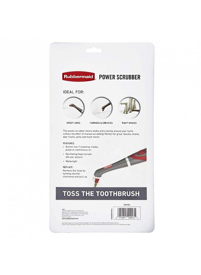 Rubbermaid - Rubbermaid Reveal Power Scrubber and Grout Head for Household Cleaning, Gray/Red, Multi-Purpose Scrub Brush Cleaner for Grout/Tile/Bathroom/Shower/Bathtub, Water Resistant, Lightweight (2057486) - Image 1