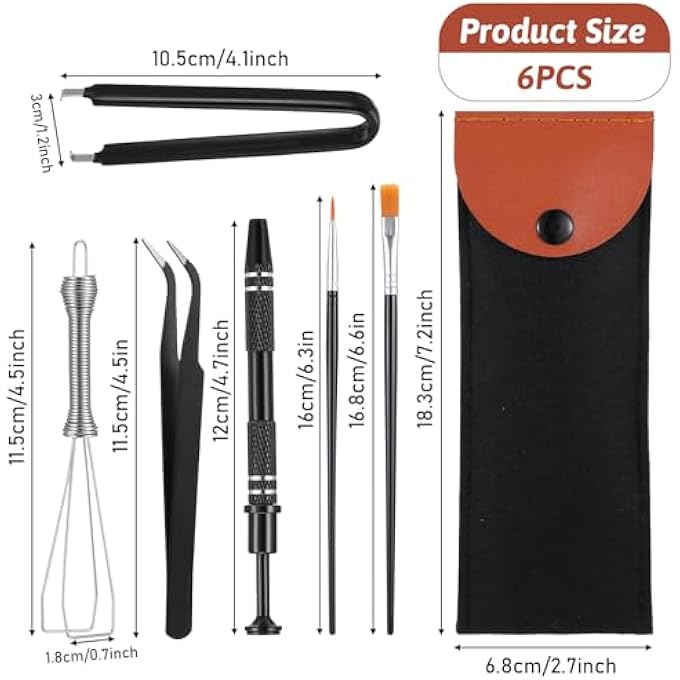 rayihni KEYBOARD REMOVER TOOL KIT, 6 PIECE SET, KEYCAP PULLER, SWITCH PULLER, LUBRICATING PEN, CLEANING BRUSH, TWEEZERS, 4-JAW GRIPPER, AND KEY CAP PULLER FOR MECHANICAL KEYBOARDS WITH BLACK FELT BAG - Image 3