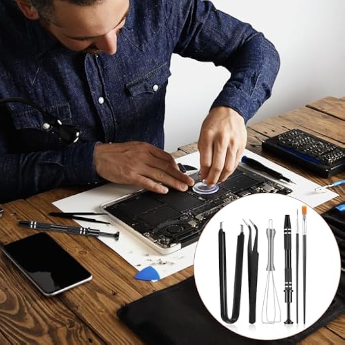 rayihni KEYBOARD REMOVER TOOL KIT, 6 PIECE SET, KEYCAP PULLER, SWITCH PULLER, LUBRICATING PEN, CLEANING BRUSH, TWEEZERS, 4-JAW GRIPPER, AND KEY CAP PULLER FOR MECHANICAL KEYBOARDS WITH BLACK FELT BAG - Image 2