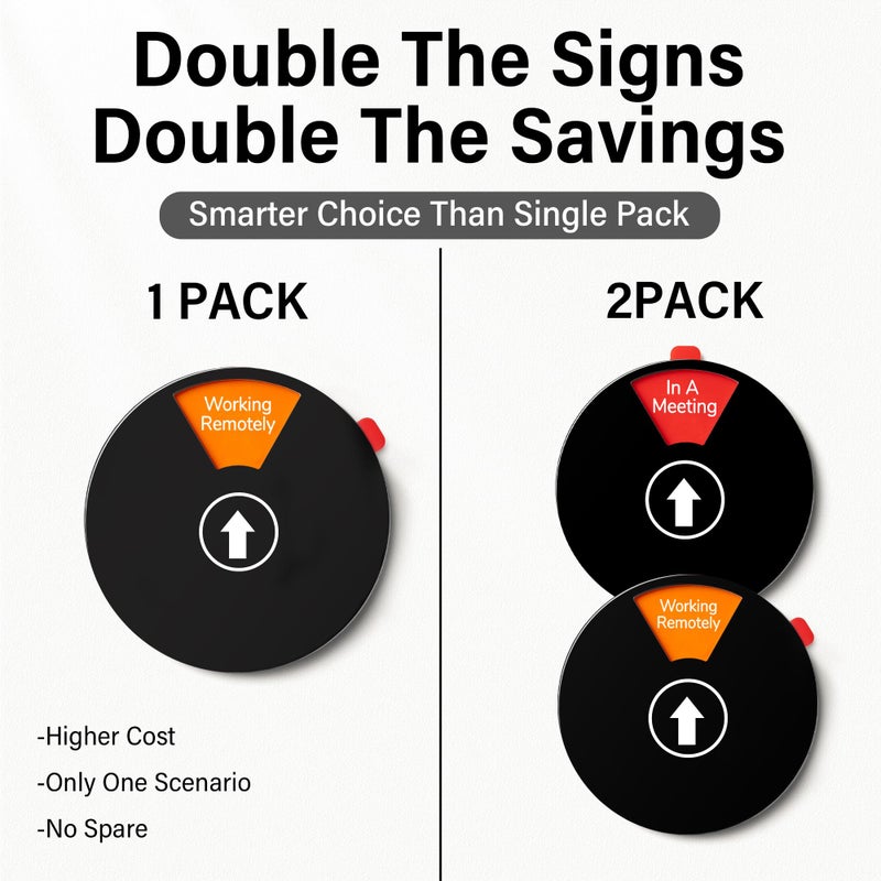 Bottle Pouch 2 Pack Office Door Sign Privacy - Do Not Disturb/Out of Office/In A Meeting/Back Soon/Working Remotely/Please Knock - 6 Options for Conference Studio 6 Inches (Black,Text with icons) - Image 2