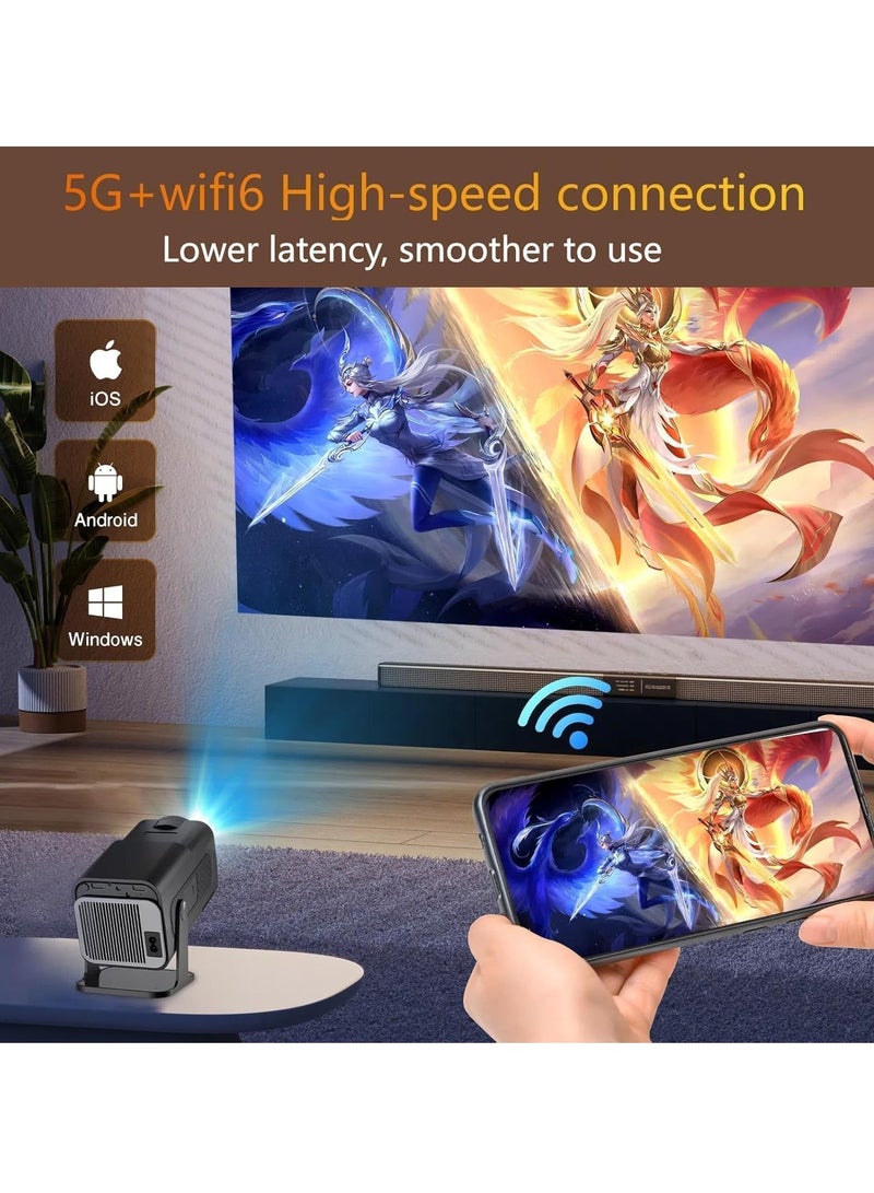 TIGER Mini 4K Native 1080P Smart Projector – Android TV 11.0, WiFi & Bluetooth, Auto Keystone, 10000 Lumens, 180-Degree Rotation, Short Throw – Ultimate Home Theater Experience  - Image 5