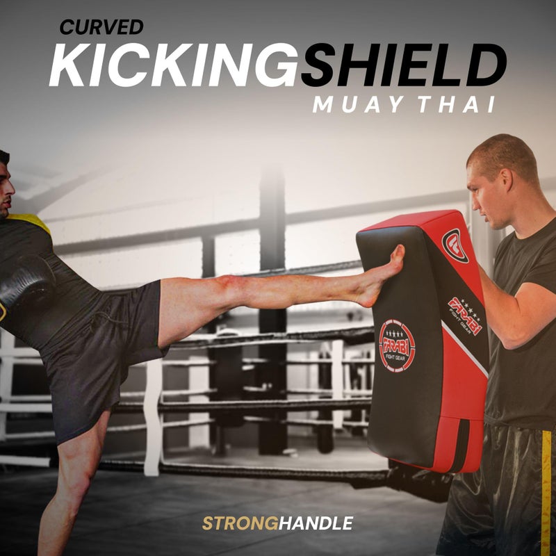 Farabi Sports فرابي كواد بوكسينغ MMA موياي تاي فنون القتال هوك وجاب لكمات ركلات وسادات هدف MMA تركيز لكمات ميتس تدريب ضربة تايلاندية درع ركل هدف ميت كيك سترايك باد (أحمر أسود) - Image 3