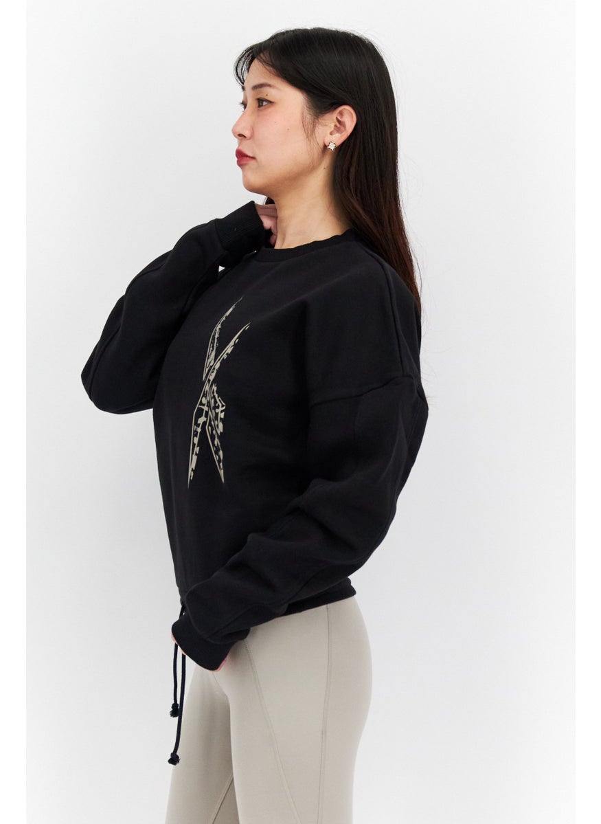 Reebok Women Sportswear Fit Long Sleeve Outdoor Sweatshirts, Black  - Image 3