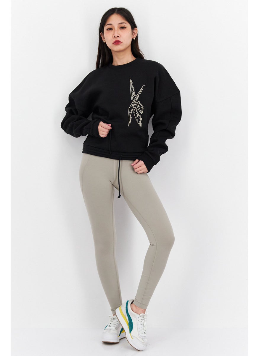 Reebok Women Sportswear Fit Long Sleeve Outdoor Sweatshirts, Black  - Image 4