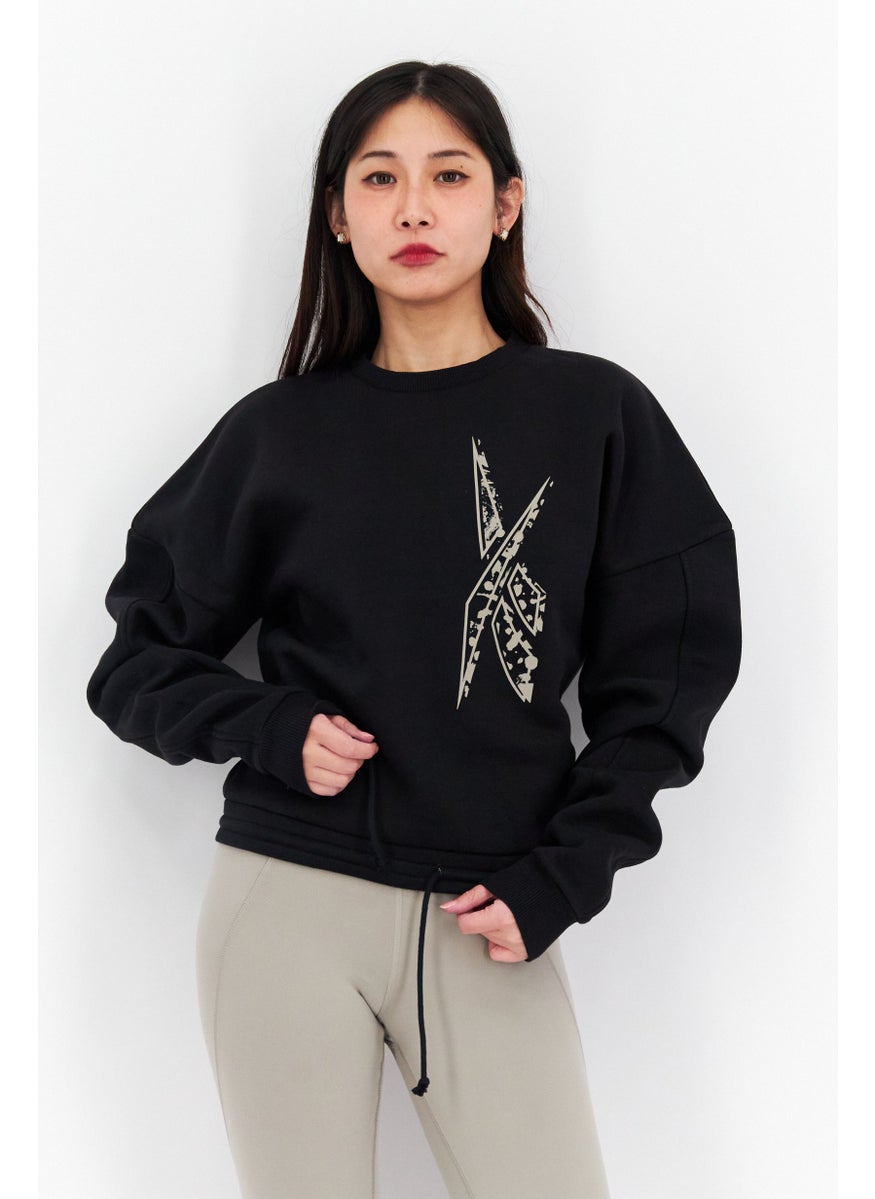 Reebok Women Sportswear Fit Long Sleeve Outdoor Sweatshirts, Black  - Image 1