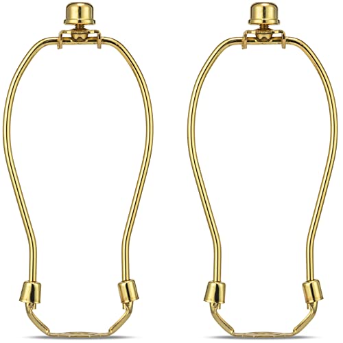 Qc Lamp Harp 6 Inch, 2 Set Detachable LampShade Harp for Table and Floor Lamps, Heavy Duty Lamp Brackets with 3/8 Standard Saddle and Finials (Polished Brass) - Image 1