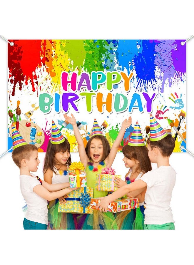Avezano Paint Birthday Banner Boy And Girl Graffiti Art Birthday Party Decorations Painting Theme Happy Birthday Photo Backdrop 70.8 X 43.3 Inch Background For Kids - Image 4