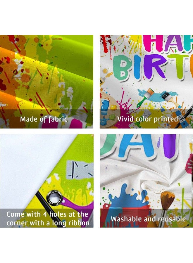 Avezano Paint Birthday Banner Boy And Girl Graffiti Art Birthday Party Decorations Painting Theme Happy Birthday Photo Backdrop 70.8 X 43.3 Inch Background For Kids - Image 3