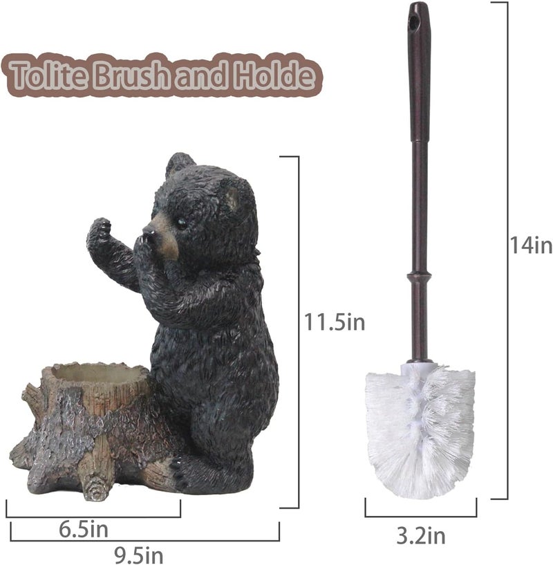 ZQQLITE Toilet Brush Holder Set for Bathroom Super Cute Bear Base Solidly Toilet Bowl Brush and Holder Flexible and Durable Style Stylish Toilet Cleaner Brush Saving Storage Space Toilet Brushes for Bathroom - Image 4