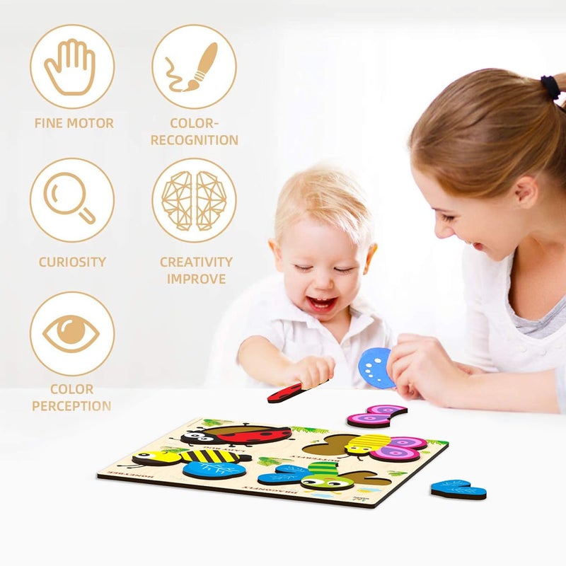 Webby Insects Wooden Puzzle | Baby Puzzle for 2-4 Years Old Toddlers | Learning Puzzle Toys for Pre School and Montessori Kids - Image 5
