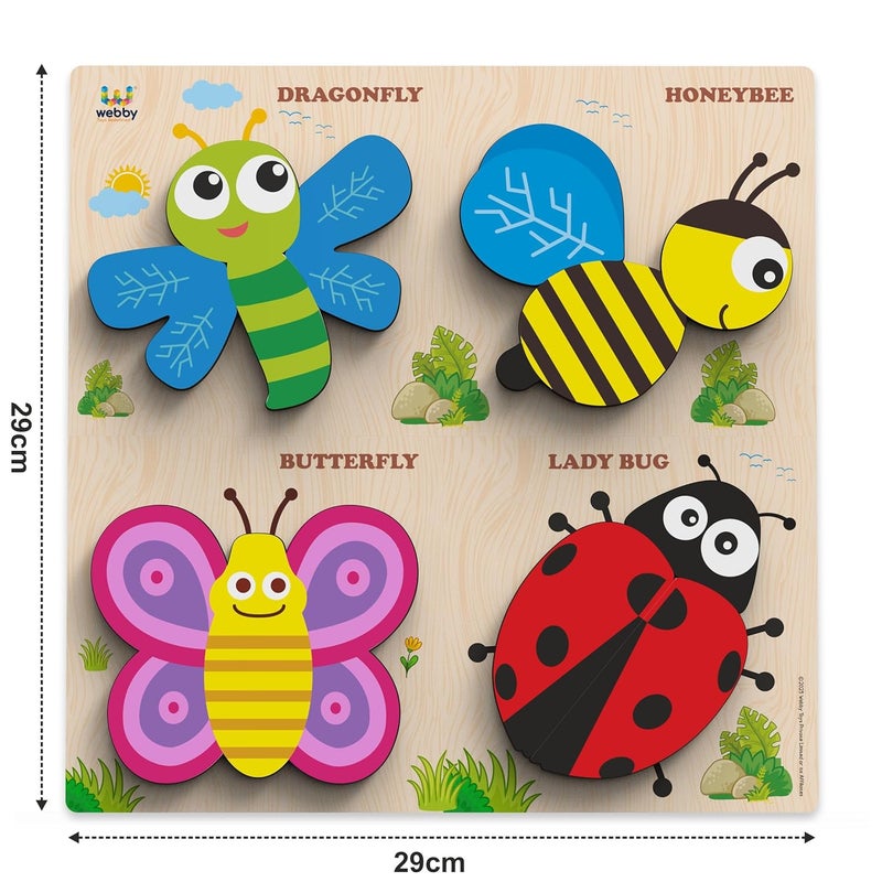 Webby Insects Wooden Puzzle | Baby Puzzle for 2-4 Years Old Toddlers | Learning Puzzle Toys for Pre School and Montessori Kids - Image 3