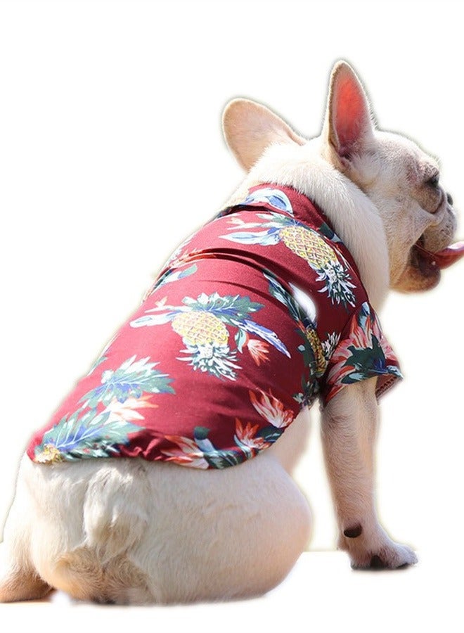 Loquat Squality Pet Dog Clothes Beach Shirts Casual Spring And Summer Clothes Red - Image 1