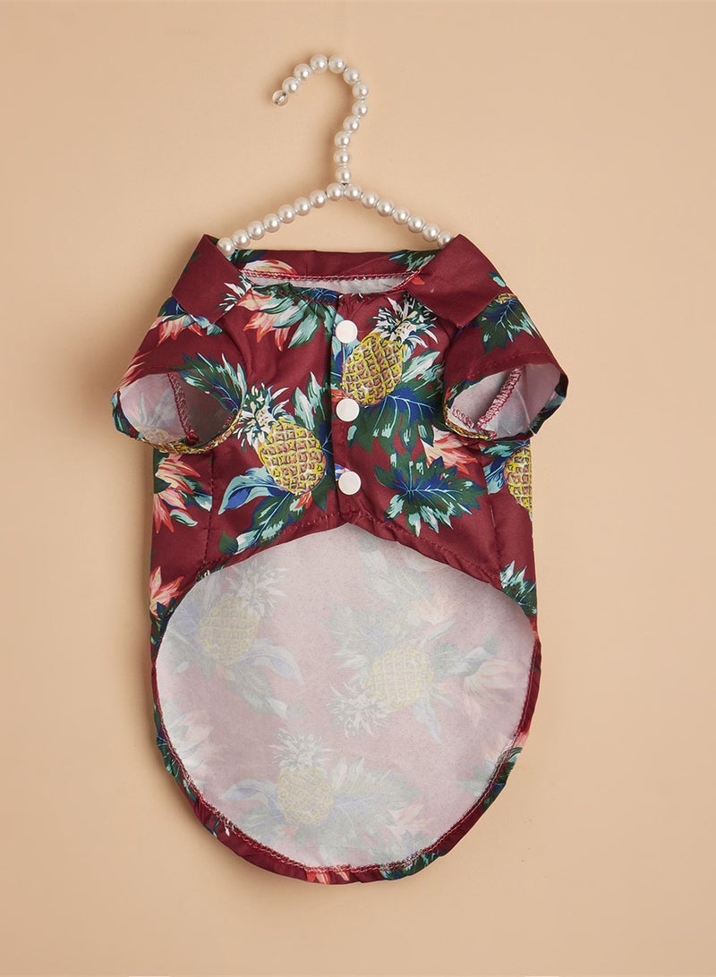 Loquat Squality Pet Dog Clothes Beach Shirts Casual Spring And Summer Clothes Red - Image 3