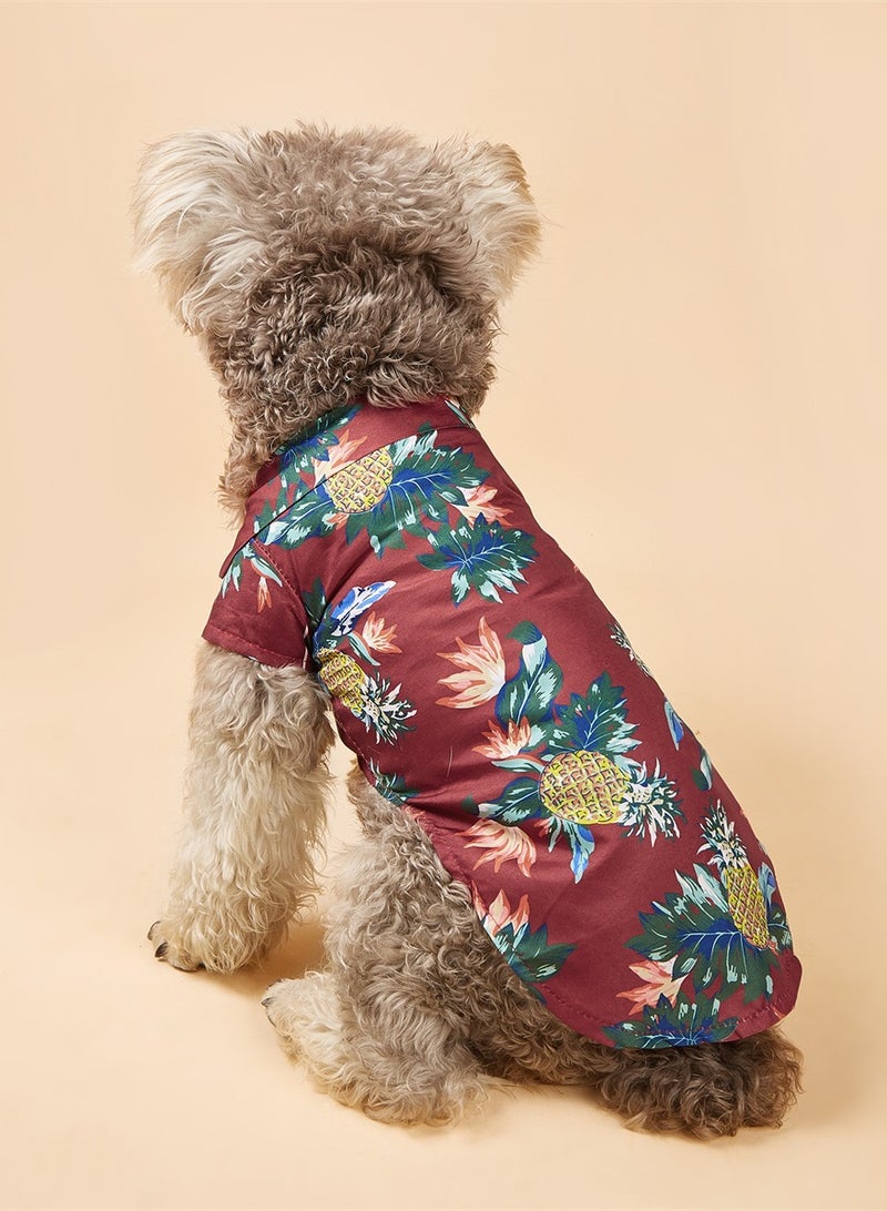 Loquat Squality Pet Dog Clothes Beach Shirts Casual Spring And Summer Clothes Red - Image 2