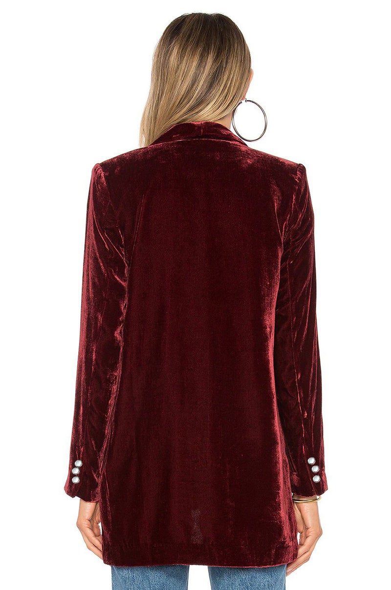 Velvet Blazer Jacket for Women Casual Open Front Long Sleeve Suit - Image 3