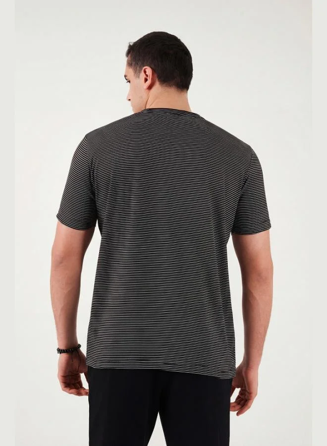 Buratti  Buratti Cotton Regular Fit Striped Crew Neck T-Shirt Men's T-SHIRT 5904030 for Men | Best Price UAE