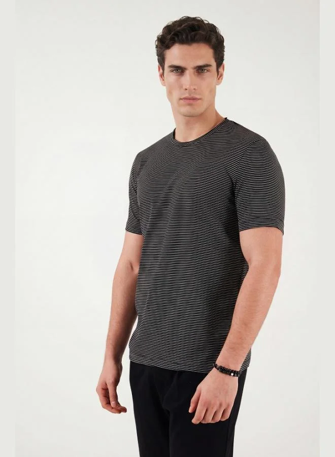 Buratti  Buratti Cotton Regular Fit Striped Crew Neck T-Shirt Men's T-SHIRT 5904030 for Men | Best Price UAE