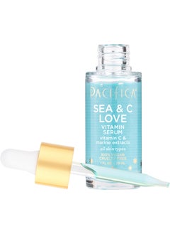 Pacifica Beauty Sea and C Love Vitamin C Serum Skincare Hyaluronic Acid Green Tea Marine Extracts Blue Light Protection Brightening Lightweight Face Care Skin Care Serum 1 fl oz 1 Count