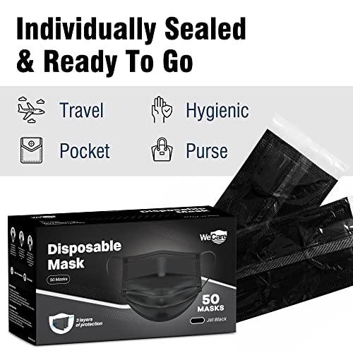 WECARE 50 Box, Individually-Wrapped Masks - Jet Black - Image 2