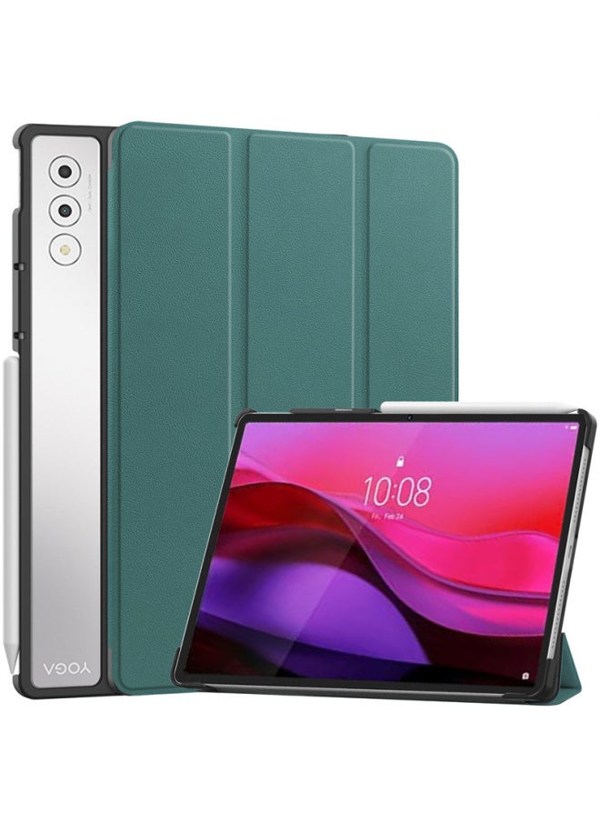 Generic Yoga Tab Plus Tri-fold Caster Protective Case For Lenovo YogaPro12.7 Tablet Protective Case-Color:Dark Green-Applicable Models:Lenovo Yoga Pro12.7 (tab Plus)  - Image 1