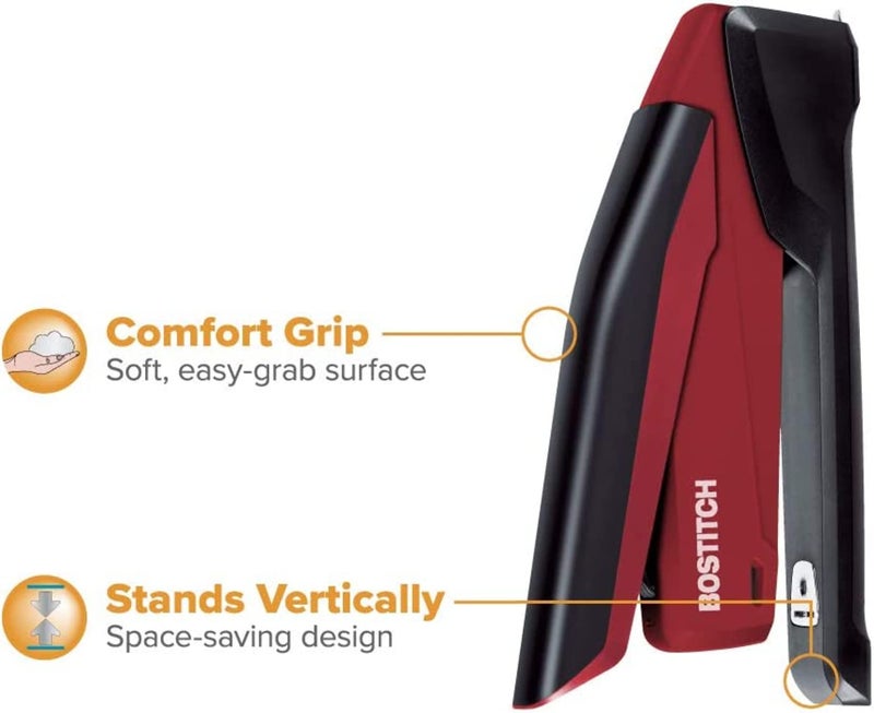 Bostitch Stapler - InPower, One Touch Heavy Duty Red Office Stapler with Built-in Staple Remover, 20 Sheet Capacity, 1260 Staples Included - Image 5