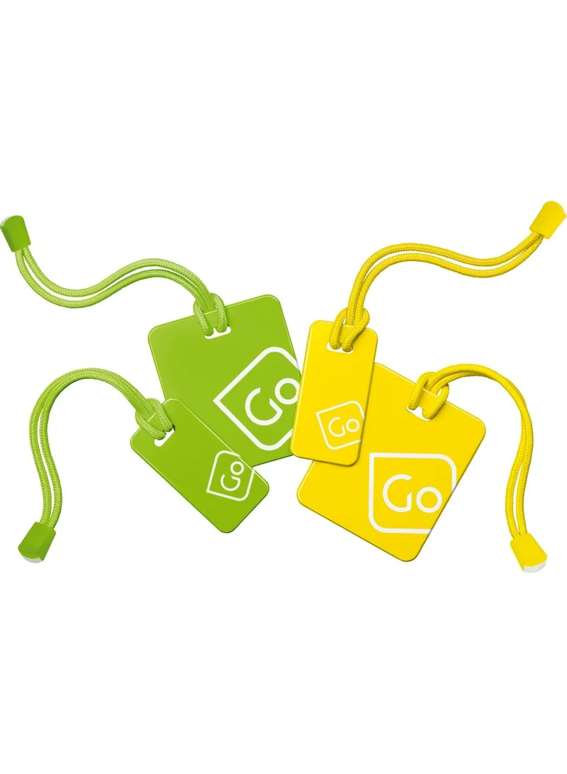 جو ترافيل بطاقات تعريف الأمتعة GO – عبوة عائلية GO155.104 باللونين الأصفر والأخضر (عبوة من 4 بطاقات تعريف لحقائب السفر)