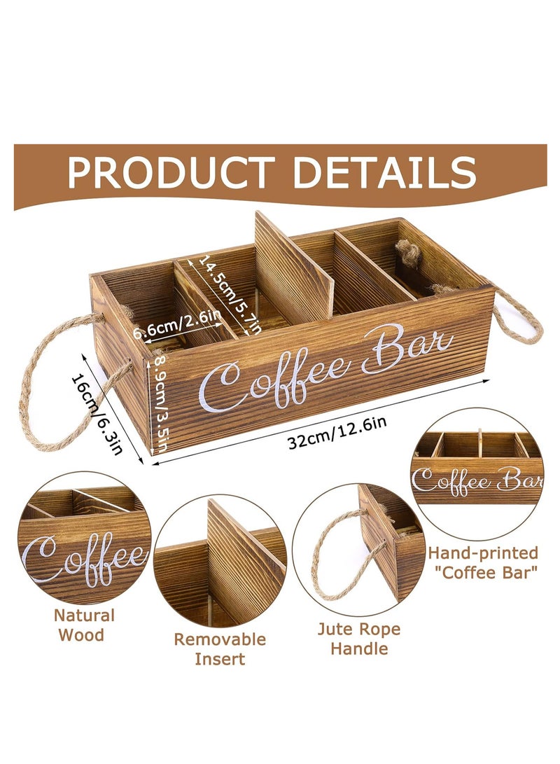 Relex Wooden Coffee Station Organizer, Tea Bag Organizer with 3 Removable Dividers, Coffee Station Holder for Bar Decor, Countertop, Kitchen  - Image 2