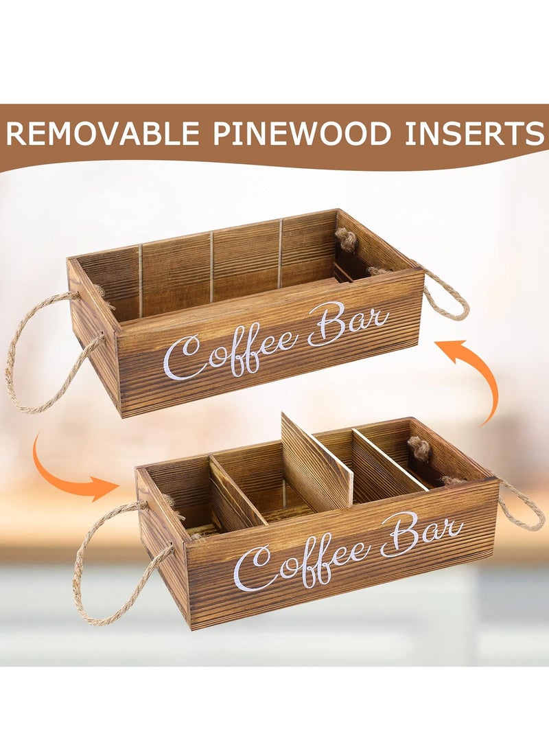 Relex Wooden Coffee Station Organizer, Tea Bag Organizer with 3 Removable Dividers, Coffee Station Holder for Bar Decor, Countertop, Kitchen  - Image 3
