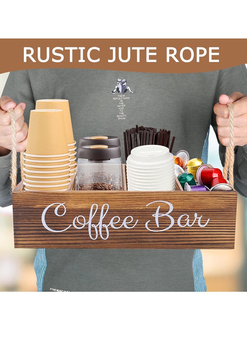 Relex Wooden Coffee Station Organizer, Tea Bag Organizer with 3 Removable Dividers, Coffee Station Holder for Bar Decor, Countertop, Kitchen  - Image 5