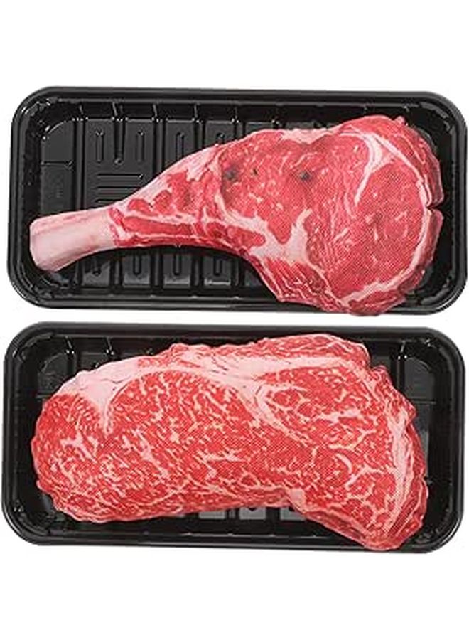 2 Sets Realistic Artificial Beef Steak Display Model Tabletop Photography Decoration Prop - Image 1