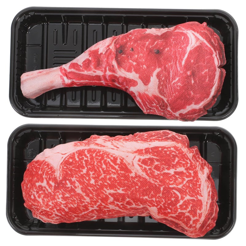 2 Sets Realistic Artificial Beef Steak Display Model Tabletop Photography Decoration Prop - Image 2