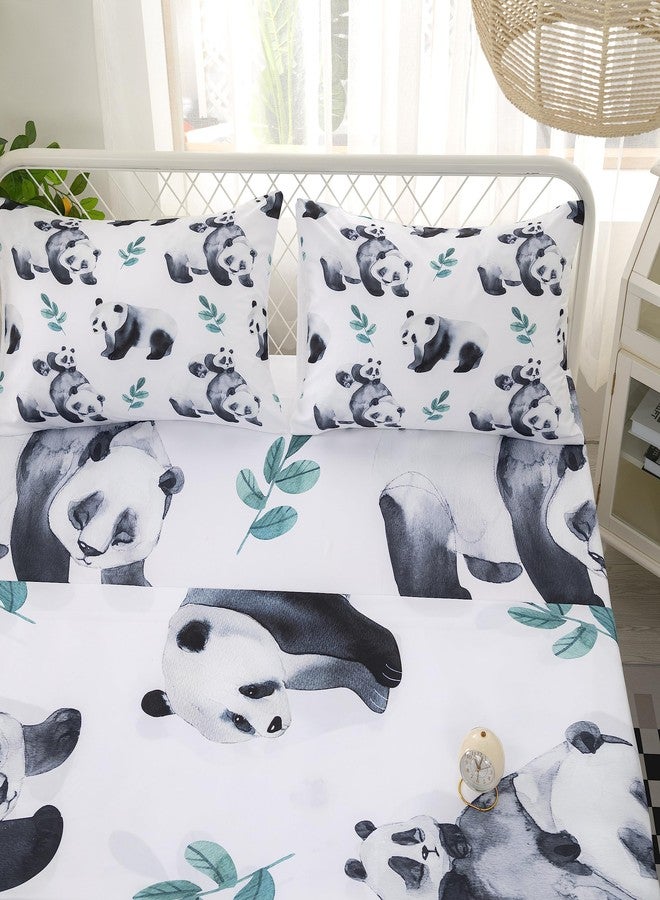 CVHOUSE Panda Fitted Sheet Twin Size - Bedding Set for Boys Girls, Cute Bed Sheet Set, 1 Flat Sheet & 1 Fitted Sheet With 2 Pillow Cases - 4 Piece - Image 5