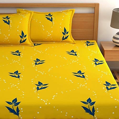 Home Ecstasy 100% Cotton King Bedsheet with 2 Pillow Covers - (Size 108 x 108 inches, 140 TC, Colour - Yellow) - Image 3
