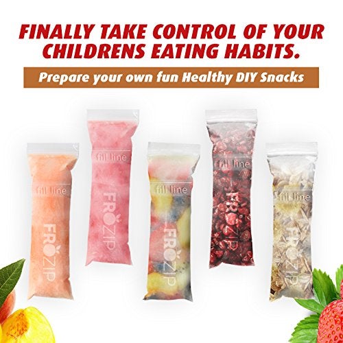 FROZIP SMALL SIZE Frozip 125 Disposable Ice Popsicle Mold Bags| BPA Free Freezer Tubes With Zip Seals | For Healthy Snacks, Yogurt Sticks, Juice & Fruit Smoothies, Ice Candy Pops| Comes With A Funnel (5x2") - Image 5